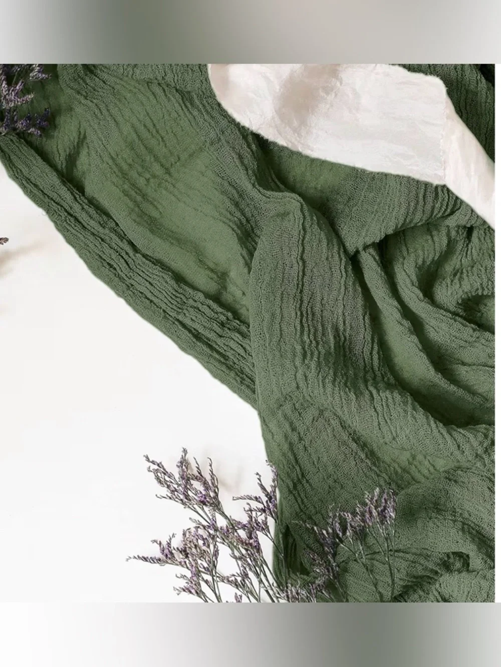 🤍 Cheesecloth Gauze Table Runners Bundle – White & Green